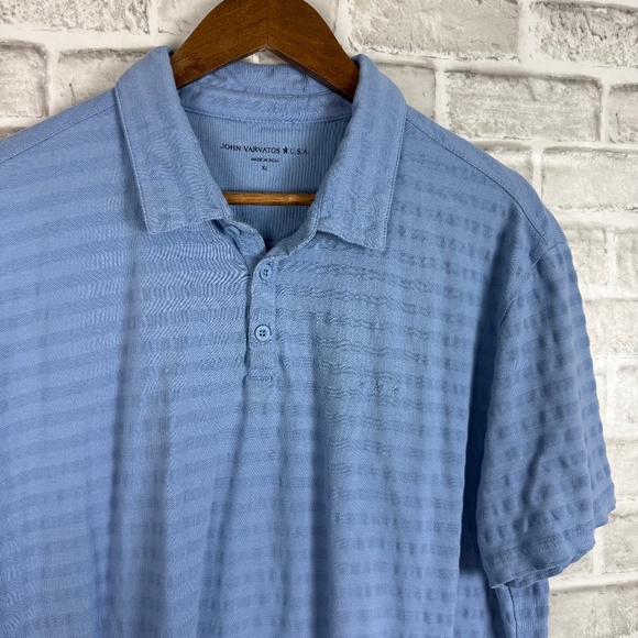 John Varvatos USA Light Blue Textured Striped Casual Polo Shirt Mens XL - Picture 1 of 6
